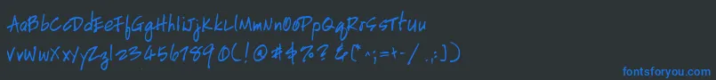 Czcionka HandscriptleftyBold – niebieskie czcionki na czarnym tle