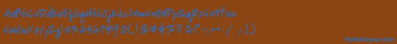 HandscriptleftyBold-fontti – siniset fontit ruskealla taustalla