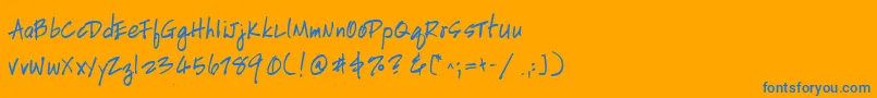 HandscriptleftyBold-Schriftart – Blaue Schriften auf orangefarbenem Hintergrund