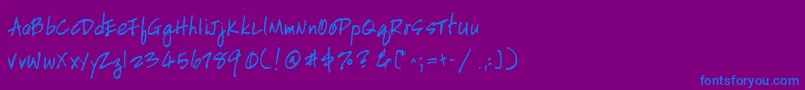 HandscriptleftyBold Font – Blue Fonts on Purple Background