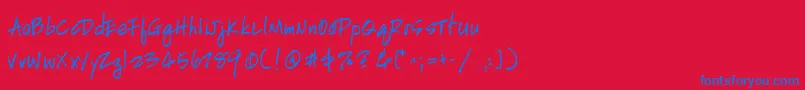 HandscriptleftyBold Font – Blue Fonts on Red Background