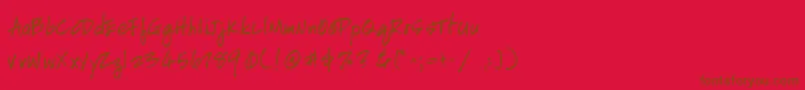 HandscriptleftyBold-Schriftart – Braune Schriften auf rotem Hintergrund