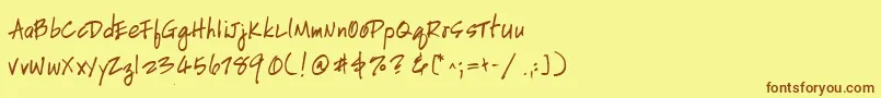 HandscriptleftyBold-fontti – ruskeat fontit keltaisella taustalla
