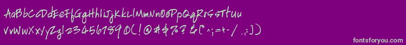 HandscriptleftyBold Font – Green Fonts on Purple Background