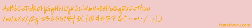 Police HandscriptleftyBold – polices orange sur fond rose