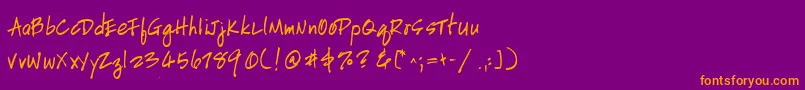 HandscriptleftyBold Font – Orange Fonts on Purple Background