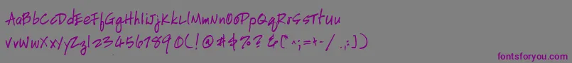 Czcionka HandscriptleftyBold – fioletowe czcionki na szarym tle