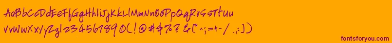 HandscriptleftyBold-fontti – violetit fontit oranssilla taustalla