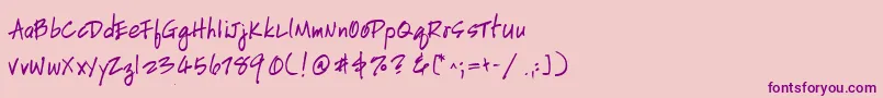 Police HandscriptleftyBold – polices violettes sur fond rose