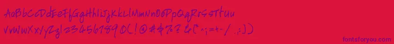 HandscriptleftyBold-fontti – violetit fontit punaisella taustalla