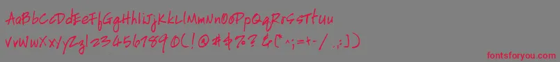 HandscriptleftyBold Font – Red Fonts on Gray Background