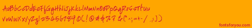 HandscriptleftyBold Font – Red Fonts on Orange Background