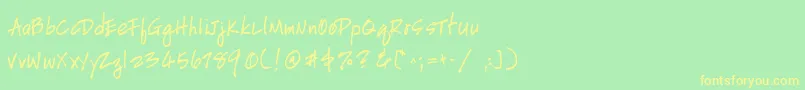 HandscriptleftyBold Font – Yellow Fonts on Green Background