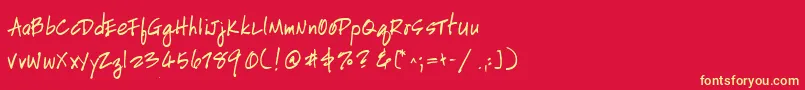 フォントHandscriptleftyBold – 黄色の文字、赤い背景