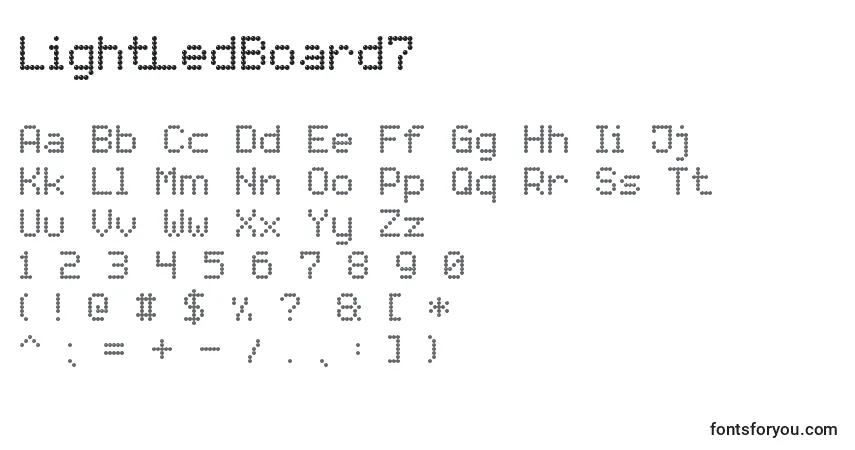 Czcionka LightLedBoard7 – alfabet, cyfry, specjalne znaki