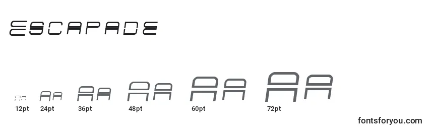 Размеры шрифта Escapade