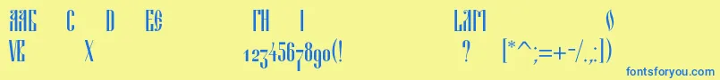 Blagovestthreec Font – Blue Fonts on Yellow Background