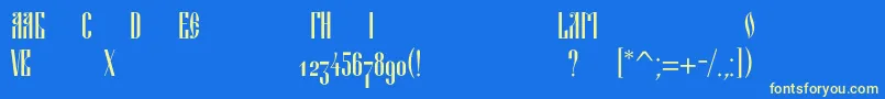 Blagovestthreec-Schriftart – Gelbe Schriften auf blauem Hintergrund