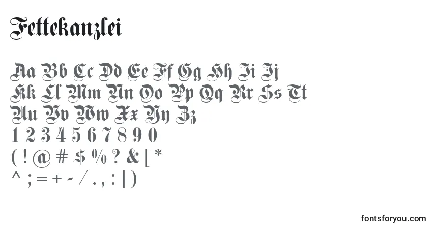 Czcionka Fettekanzlei – alfabet, cyfry, specjalne znaki