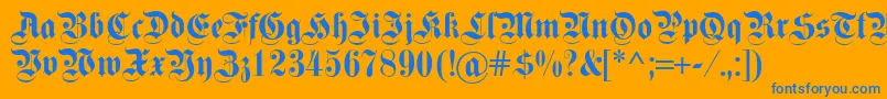 Fettekanzlei Font – Blue Fonts on Orange Background