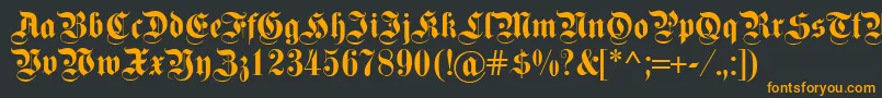 フォントFettekanzlei – 黒い背景にオレンジの文字