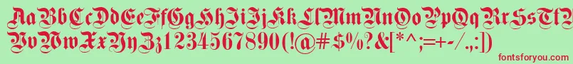 Шрифт Fettekanzlei – красные шрифты на зелёном фоне