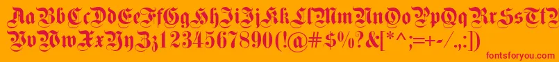フォントFettekanzlei – オレンジの背景に赤い文字