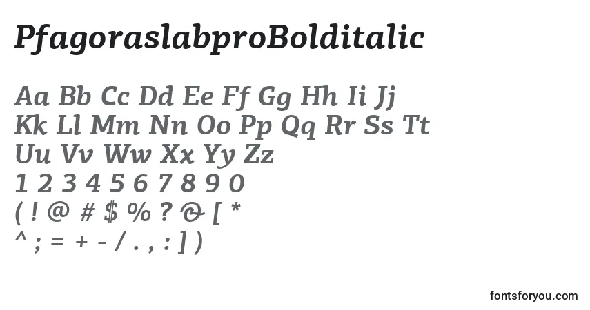 A fonte PfagoraslabproBolditalic – alfabeto, números, caracteres especiais