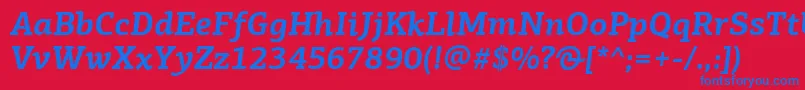 フォントPfagoraslabproBolditalic – 赤い背景に青い文字