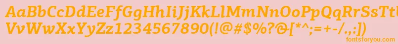 フォントPfagoraslabproBolditalic – オレンジの文字がピンクの背景にあります。