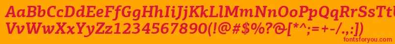 フォントPfagoraslabproBolditalic – オレンジの背景に赤い文字