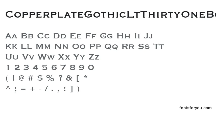 Schriftart CopperplateGothicLtThirtyOneBc – Alphabet, Zahlen, spezielle Symbole
