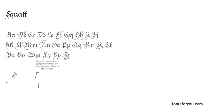 Czcionka Squatt – alfabet, cyfry, specjalne znaki