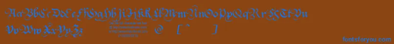 Weitere Informationen zur Squatt-Schriftart Squatt-Schriftart – Blaue Schriften auf braunem Hintergrund