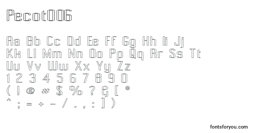 A fonte Pecot006 – alfabeto, números, caracteres especiais