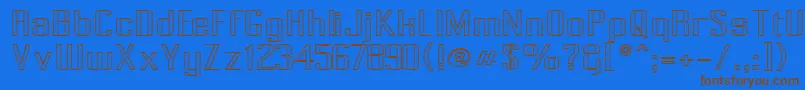 Pecot006-Schriftart – Braune Schriften auf blauem Hintergrund