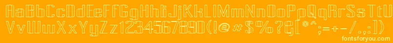 Pecot006-Schriftart – Gelbe Schriften auf orangefarbenem Hintergrund