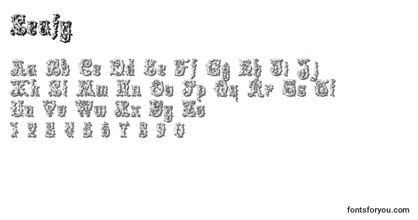 Шрифт Leafy – алфавит, цифры, специальные символы