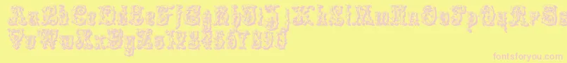 Leafy Font – Pink Fonts on Yellow Background