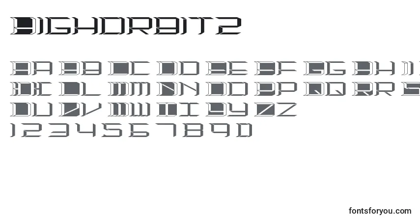 Czcionka Highorbit2 – alfabet, cyfry, specjalne znaki