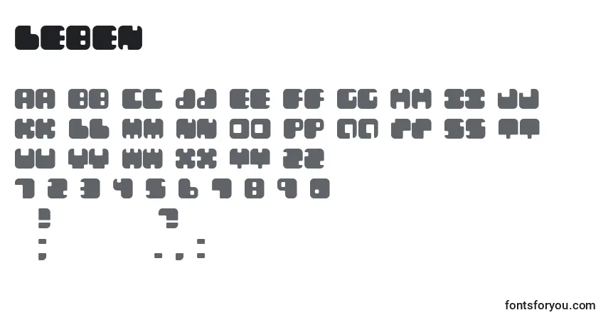 Czcionka Leben – alfabet, cyfry, specjalne znaki