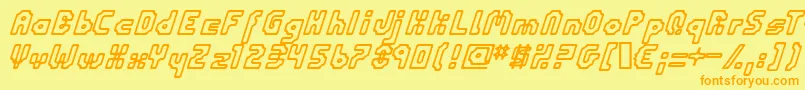 フォントEniltuo – オレンジの文字が黄色の背景にあります。