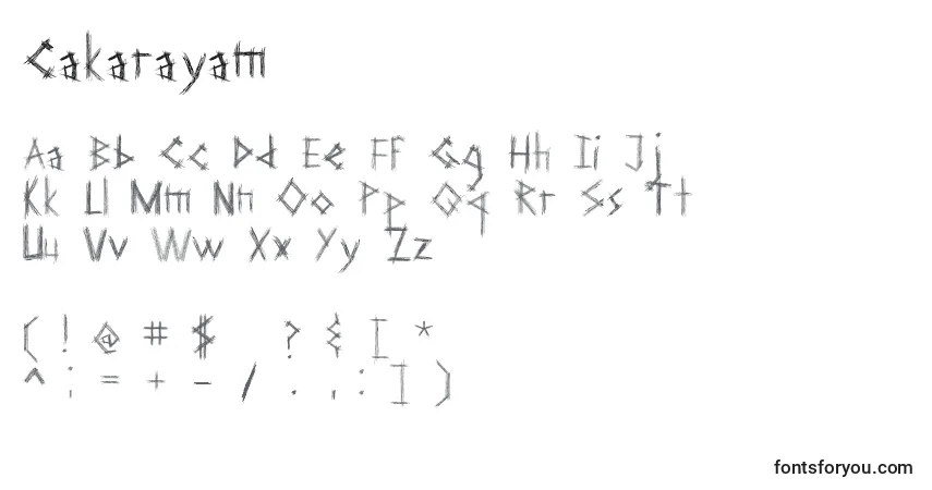 Schriftart Cakarayam – Alphabet, Zahlen, spezielle Symbole
