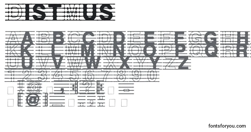 DistMus-fontti – aakkoset, numerot, erikoismerkit