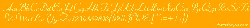 Arabella Font – Yellow Fonts on Orange Background