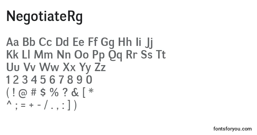Шрифт NegotiateRg – алфавит, цифры, специальные символы