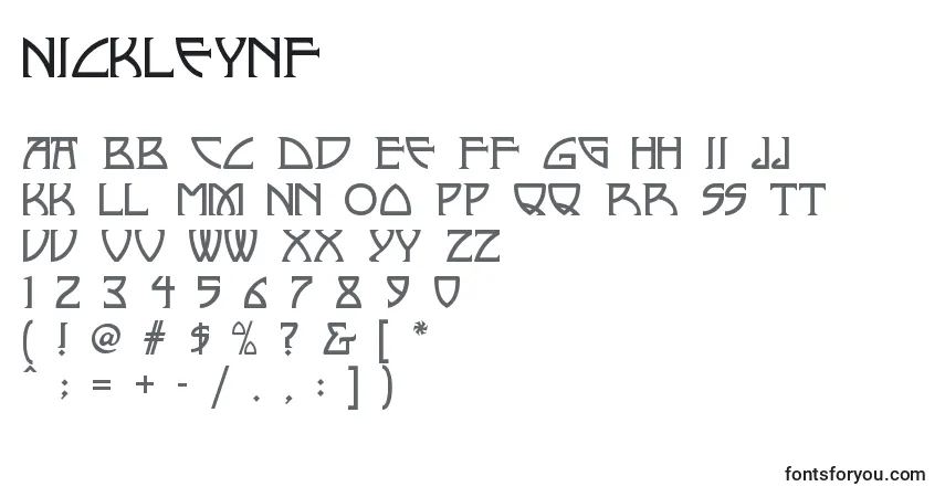 Schriftart Nickleynf – Alphabet, Zahlen, spezielle Symbole