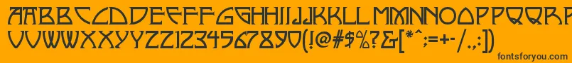 Nickleynf-Schriftart – Schwarze Schriften auf orangefarbenem Hintergrund