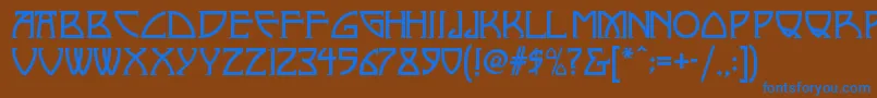 フォントNickleynf – 茶色の背景に青い文字