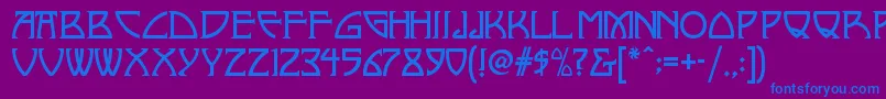 フォントNickleynf – 紫色の背景に青い文字